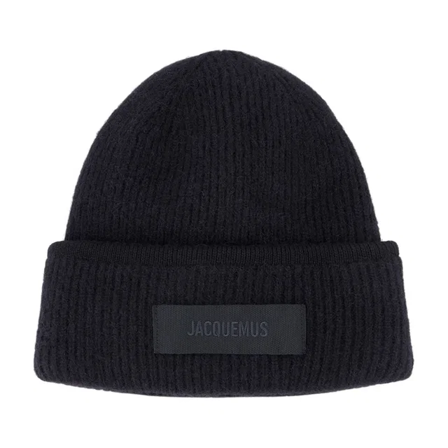 Jacquemus Acu00666ak00227-990 Ribbed Wool Beanie — Black Beanies in Black Wool from HEWI