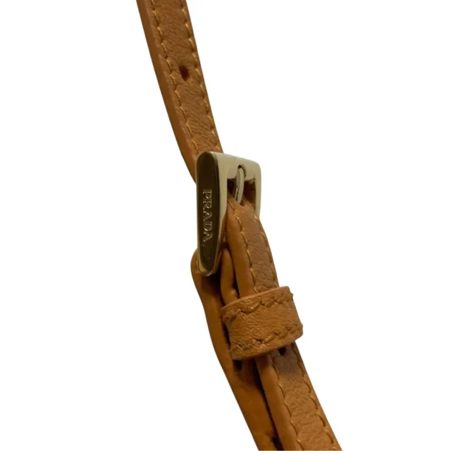 Prada Triangle Plate Soft Grain Leather Shoulder Bag in Brown Leather from LuxUness, photo 10 of 16