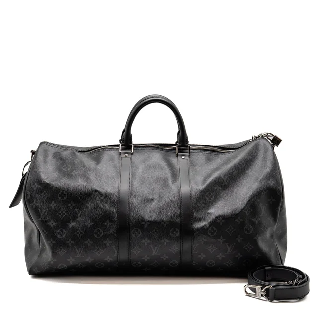 Louis Vuitton Keepall Bandoulière 55 Monogram Eclipse Coated Canvas Black SHW in Black Coated canvas from EMIER