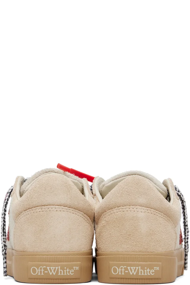 Off-White Beige Vulcanized Low Suede Sneakers, photo 2 of 4 from SSENSE