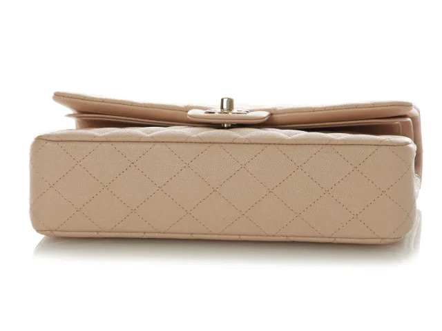Chanel Medium/Large Beige Quilted Caviar Classic Double Flap in Beige Caviar leather from Ann's Fabulous Finds, photo 7 of 10