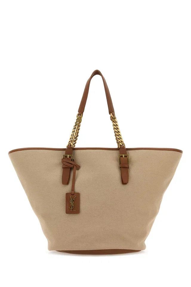 Saint Laurent Lauren Tote Bag — Beige in Beige Canvas from HEWI