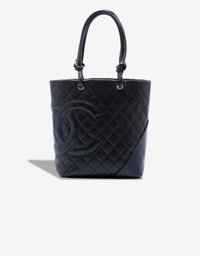 Chanel Cambon Shopping Tote Medium Lamb Black in Black Lambskin from SACLÀB