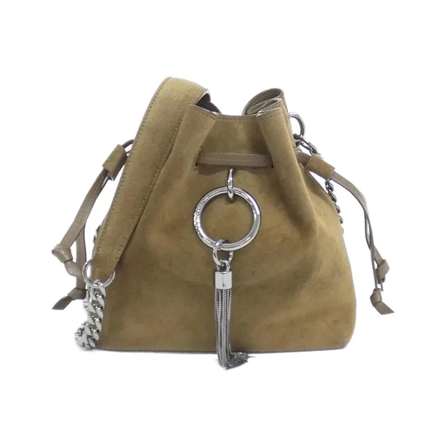 Jimmy Choo Curry Drawstring S Bag in KHAKI / SILVER metal fittings suede from KOMEHYO