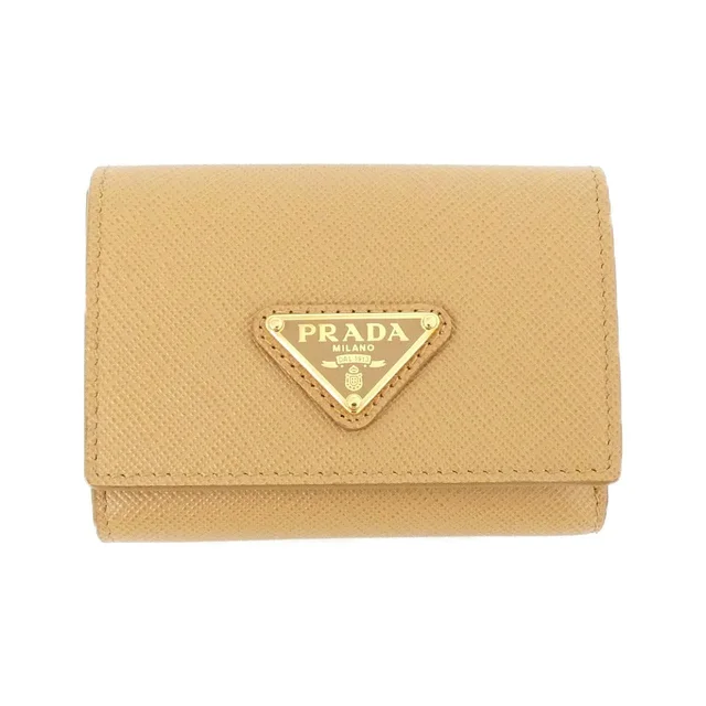 Prada 1MH042 Wallet in NATURALE / GOLD hardware SAFFIANO TRIANG from KOMEHYO
