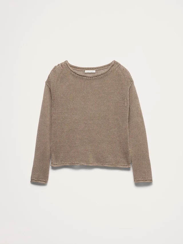Banana Republic Heirloom Linen Boatneck Sweater in Light Khaki Beige, photo 2 of 2 from Banana Republic (Canada)
