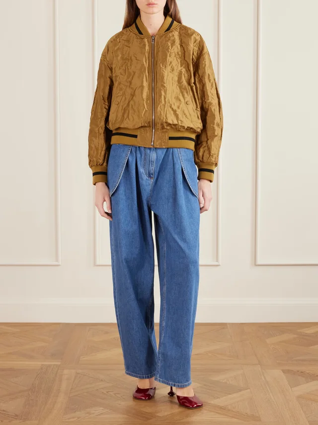 LOEWE Anagram crinkled satin-twill bomber jacket in Metallic, photo 2 of 2 from NET-A-PORTER (Canada)