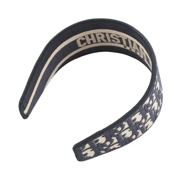 Dior Oblique headband Navy/White Canvas in White Canvas from GALLERY RARE