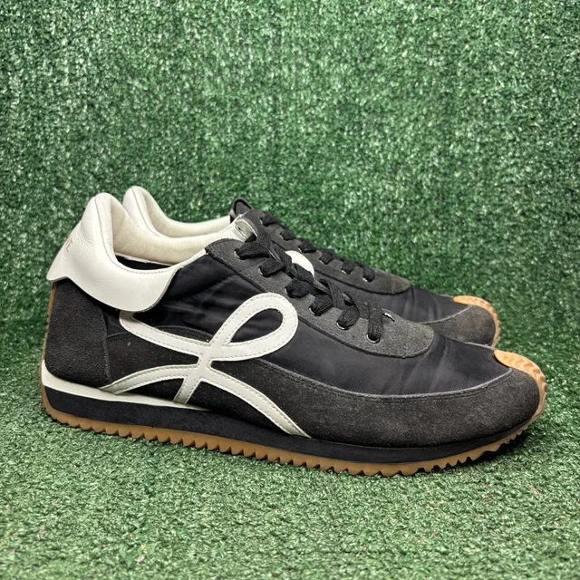 Loewe Flow Runner Suede Nylon Luxury Athletic Sneaker Black White Mens Size 10 in black|white Suede from Poshmark