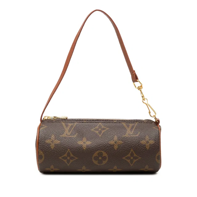 Brown Louis Vuitton Monogram Papillon Pochette Handbag in Brown Coated canvas from Designer Revival
