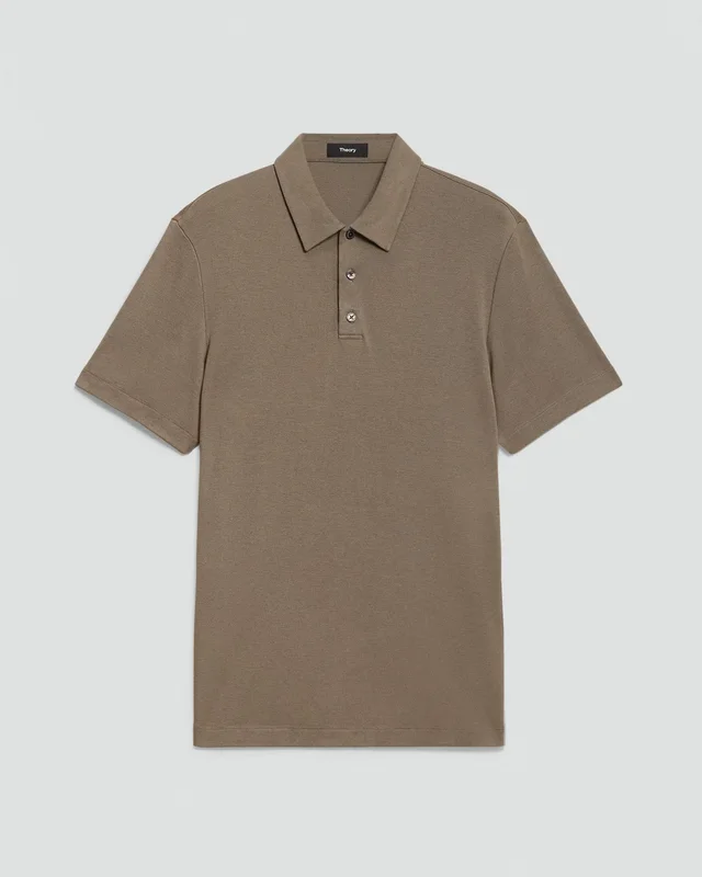Theory Bron Polo Shirt in Anemone Modal Jersey in MOREL 67% Modal, 30% Polyester, 3% Spandex, photo 6 of 12 from Theory