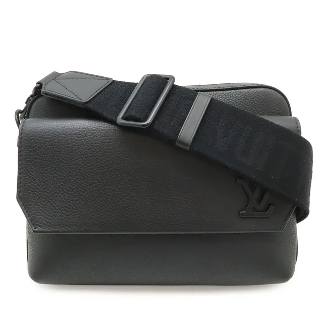 LV Aerogram Fast Line Messenger Shoulder Bag Crossbody Noir Black in Black Leather from The Reluxe