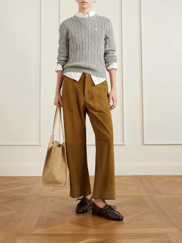 POLO RALPH LAUREN Suede straight-leg pants in Beige, photo 2 of 2 from NET-A-PORTER (Canada)