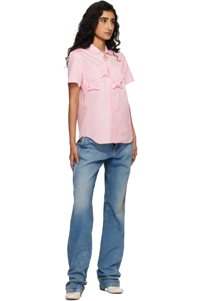 Comme des Garçons Girl Pink Cotton Broad Shirt, photo 4 of 4 from SSENSE