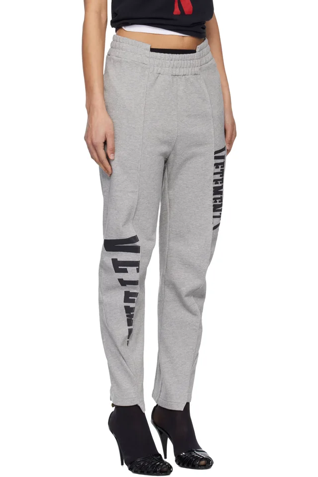 VETEMENTS Gray Cut Up Logo Sweatpants, photo 2 of 4 from SSENSE