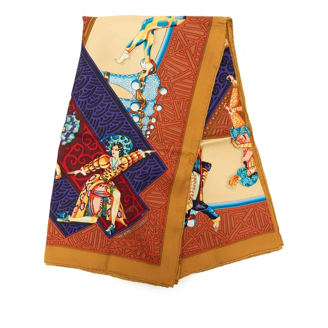 Brown Hermès Les Ballets Russes Silk Scarf 90 Scarves in Brown Silk from Designer Revival
