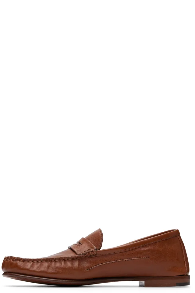 Versace Tan Guanto Leather Loafers, photo 3 of 5 from SSENSE
