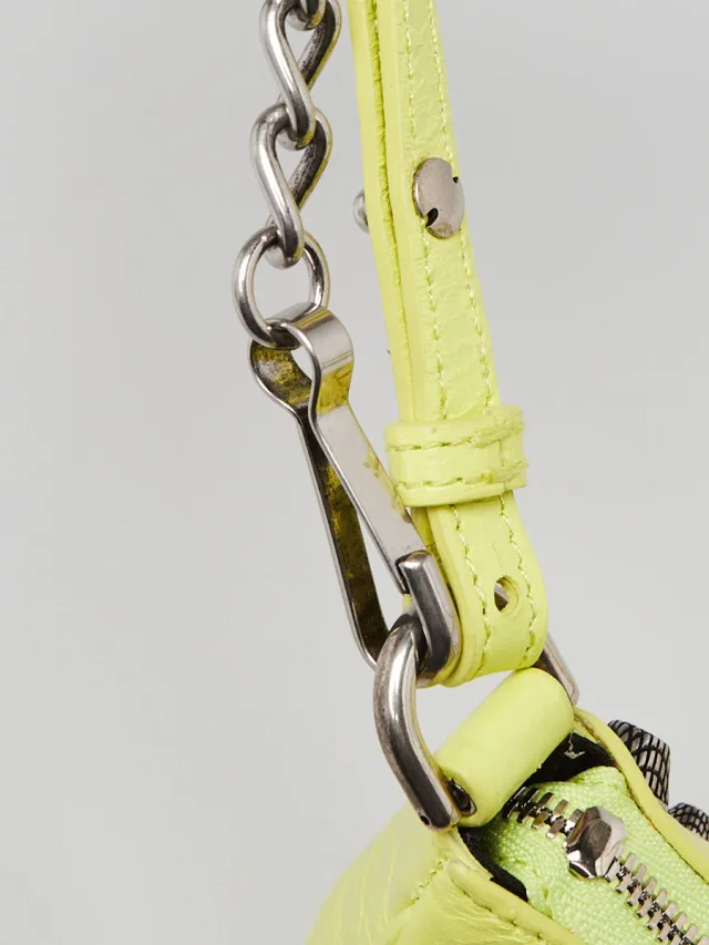 Balenciaga Neon Yellow Lambskin Leather Le Cagole Mini Crossbody Bag in Yellow Lambskin from Yoogis, photo 7 of 12