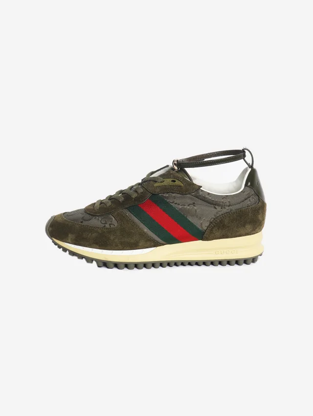 Gucci Olive Re-Motion sneakers - size EU 35.5 in Green Suede from Sign of the Times