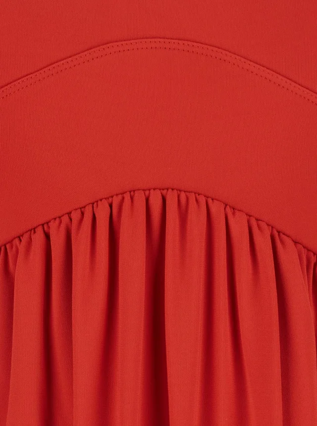 SPORTMAX 'Panino' red sleevelesss long dress with round neckline and cut-out on the back in stretch viscose for women in Red 94% Viscose 6% Elastane, photo 5 of 6 from Gaudenzi Boutique