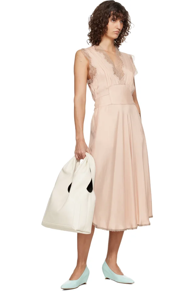 Maison Margiela Pink Silk Midi Dress, photo 4 of 4 from SSENSE