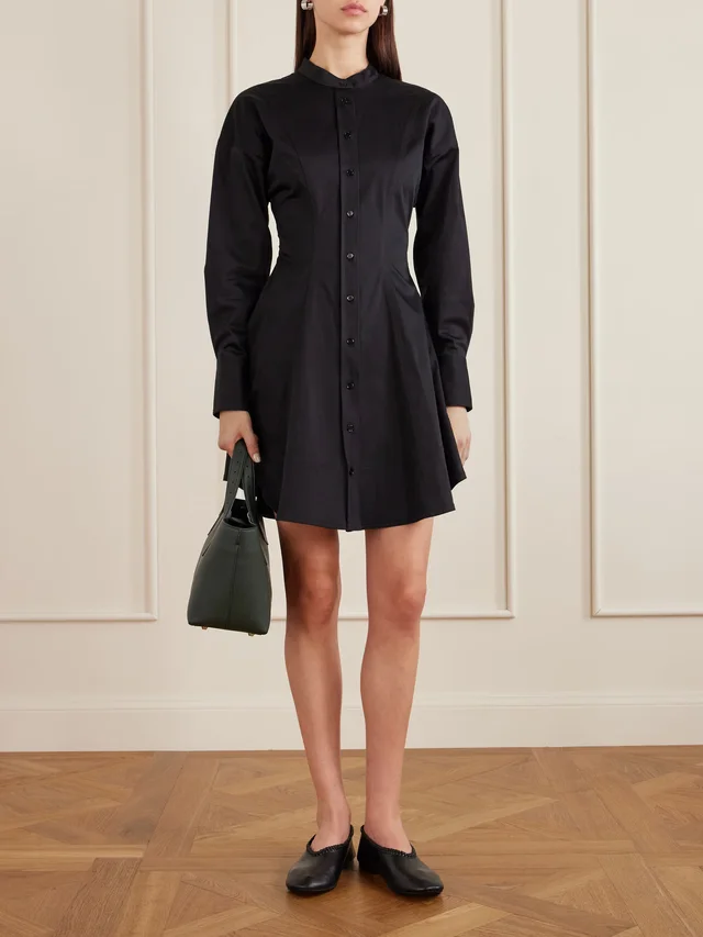 PROENZA SCHOULER Janan paneled cotton-blend satin mini dress in Black, photo 2 of 2 from NET-A-PORTER (Canada)