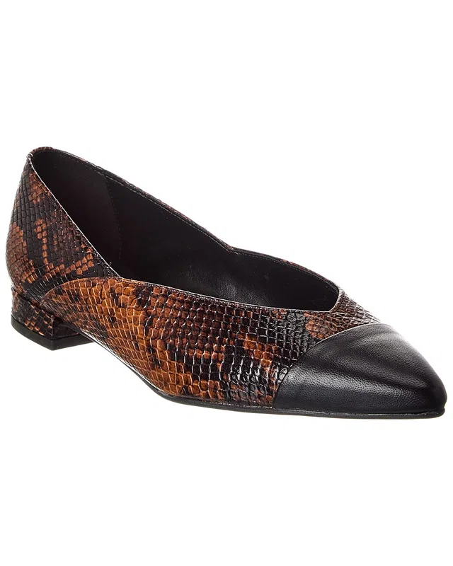 M by Bruno Magli Parma Snake-Embossed Leather Flat, image 1 of 1 from Gilt