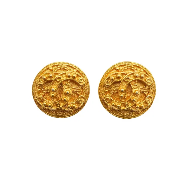 Chanel Vintage Earrings Round Cocomark Accessory 94A from Luxury Promise