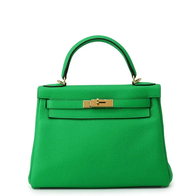 Hermès Handbag Kelly 28 Retourne Bamboo Gold Togo 2-Way in Gold Togo leather from The Reluxe