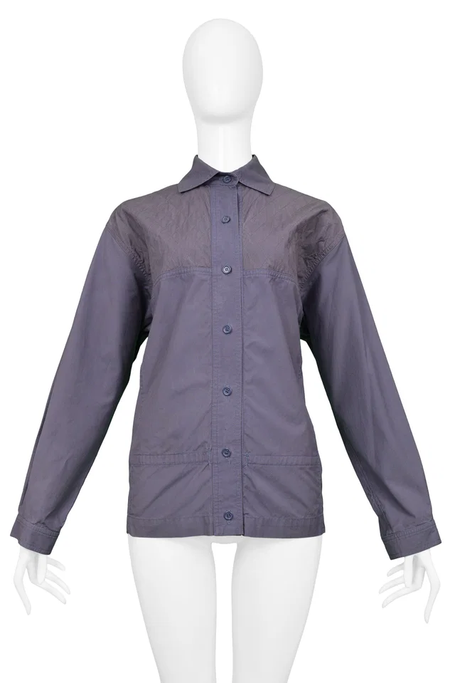 Saint Laurent Navy Blue Cotton Smock Jacket in Navy from Resurrection Vintage