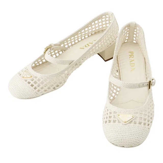 Prada Crochet Pumps Ivory1I429O Cotton Size 37 from GALLERY RARE