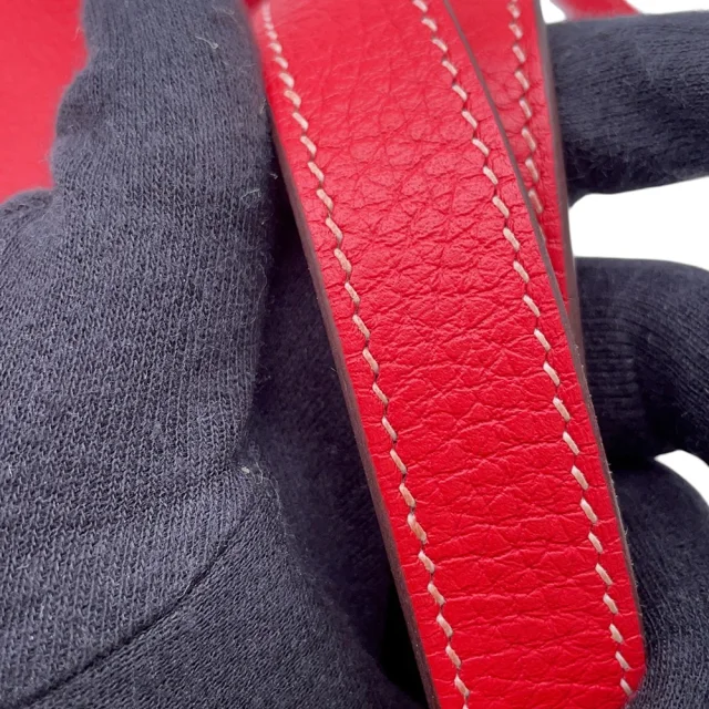 Hermès Halzan Rouge Casaque Taurillon Clemence Size 31 in Red Clemence leather from GALLERY RARE, photo 12 of 16