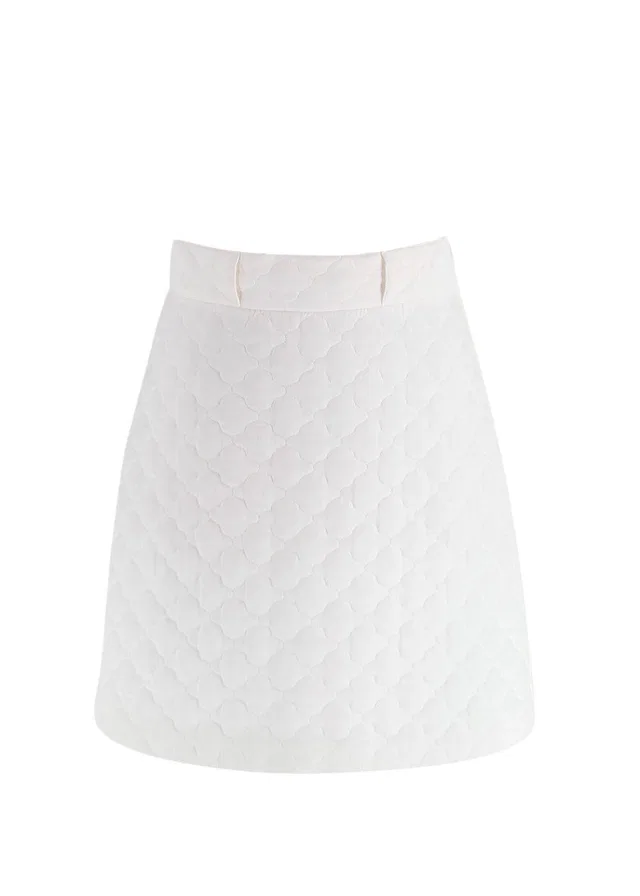 Fendi Cream A-Line Silk Mini Skirt in White Silk from HEWI