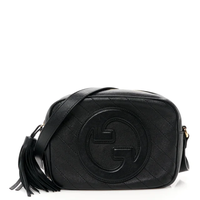 Gucci Sakai Be Green Diagonal Stitched Calfskin Leather Bag - Black in Black Calfskin from H&T