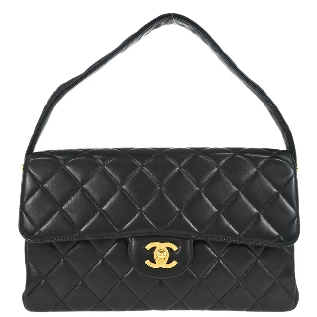 Chanel 1996-1997 Black Lambskin Double Sided Classic Flap Handbag in Black Lambskin from AMORE Vintage Tokyo