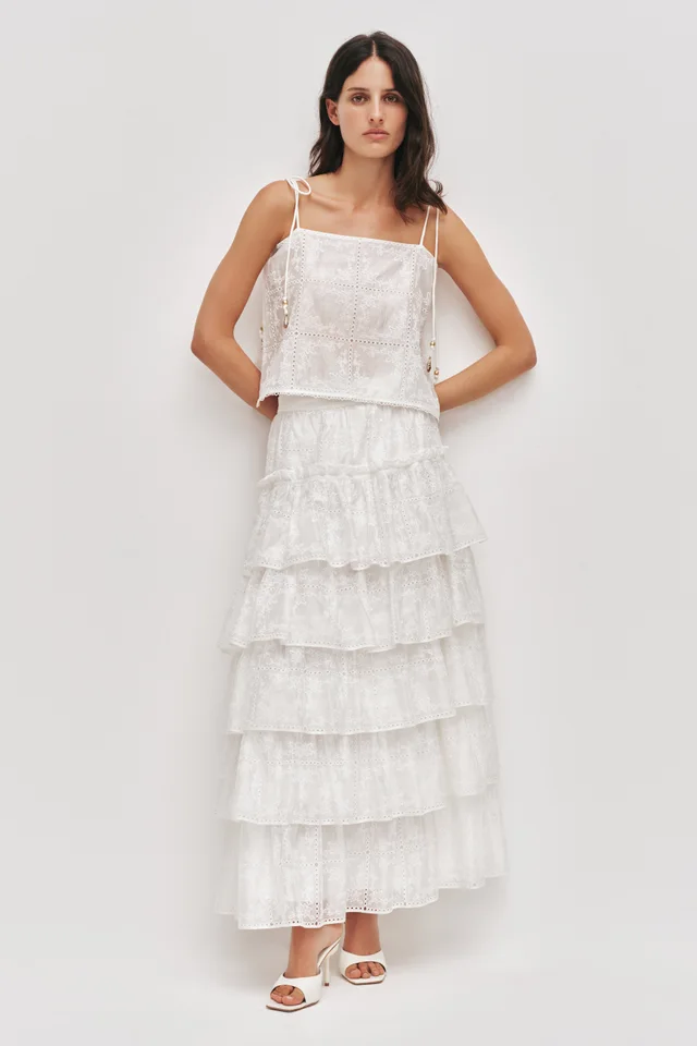 AJE Merritt Embroidered Midi Skirt in White from Aje, photo 1 of 1