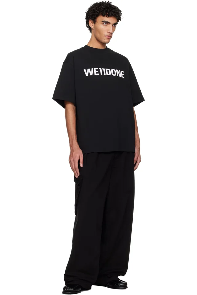 We11done Black Large Basic Logo T-shirt, photo 4 of 4 from SSENSE