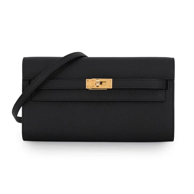 Hermès Kelly wallet long to go Black Epsom in Black Epsom leather from GALLERY RARE