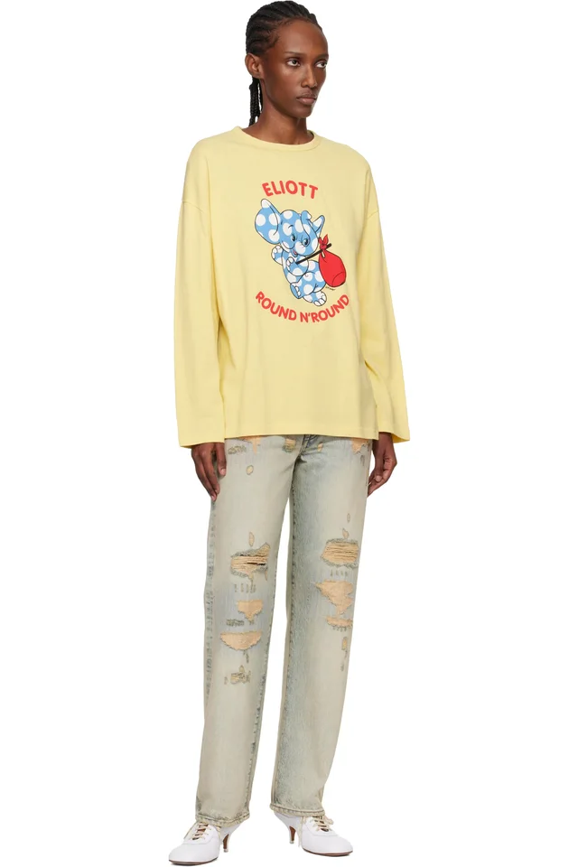 Yellow Kenzo Paris 'KENZO Cartoon' Long Sleeve T-shirt, photo 4 of 4 from SSENSE