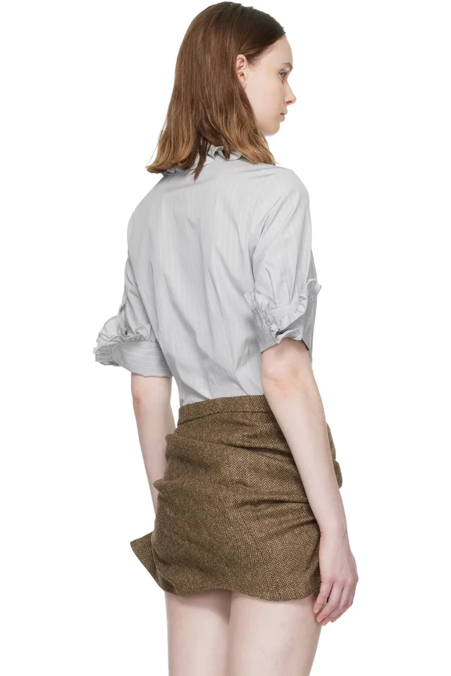Vivienne Westwood Gray Pinstripe Shirting S/S Toulouse Frill Shirt, photo 3 of 5 from SSENSE
