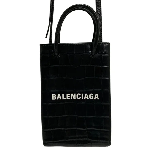 Balenciaga Shopping Phone Holder Shoulder Bag in Leather from LuxUness