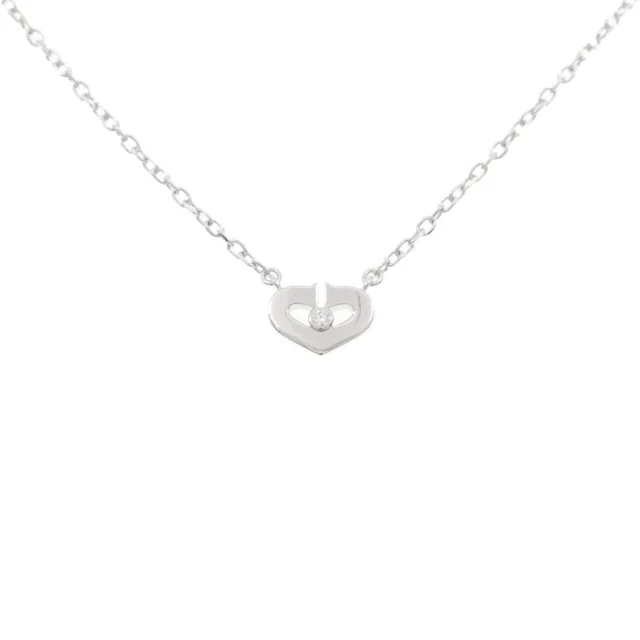 Cartier C Heart 18K White Gold Diamond Necklace in White from LuxUness