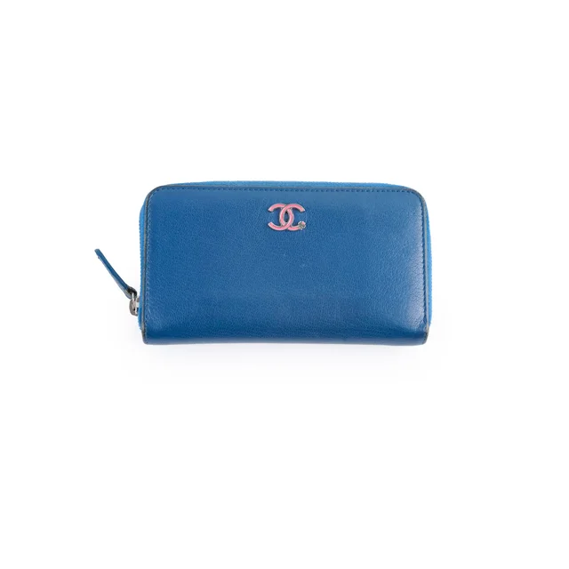 Chanel Zip Wallet Blue 23 Series in Blue Lambskin from The Purse Affair