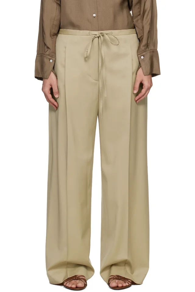 Beige Relaxed Drawstring Trousers, image 1 of 1 from SSENSE
