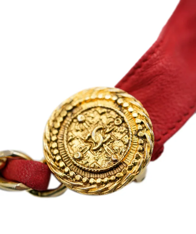 Chanel Red Leather Gold Belt in Red Leather from Luxury Promise, photo 6 of 7