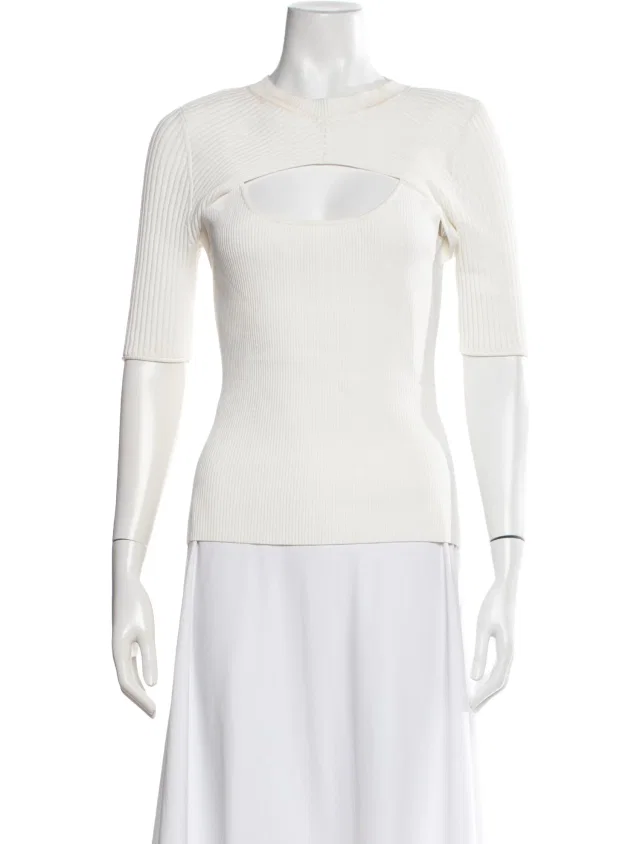 SIMKHAI Crew Neck Short Sleeve Top in white from The RealReal