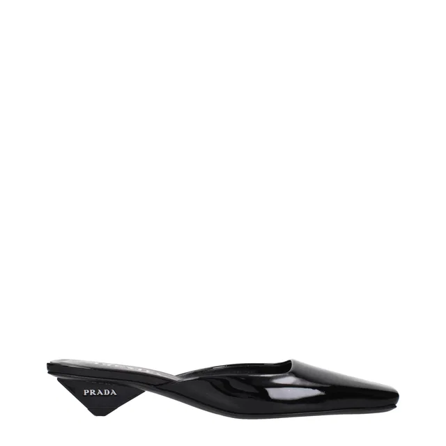 Prada Black Leather Flat Sandals in Black Leather from HEWI