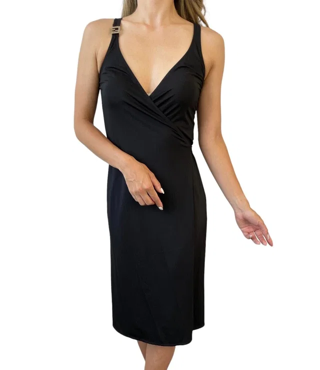 Fendi Vintage FF Logo Sleeveless Dress One-piece #40 Black Silver Nylon Rank AB in Black Nylon from Luxury Promise