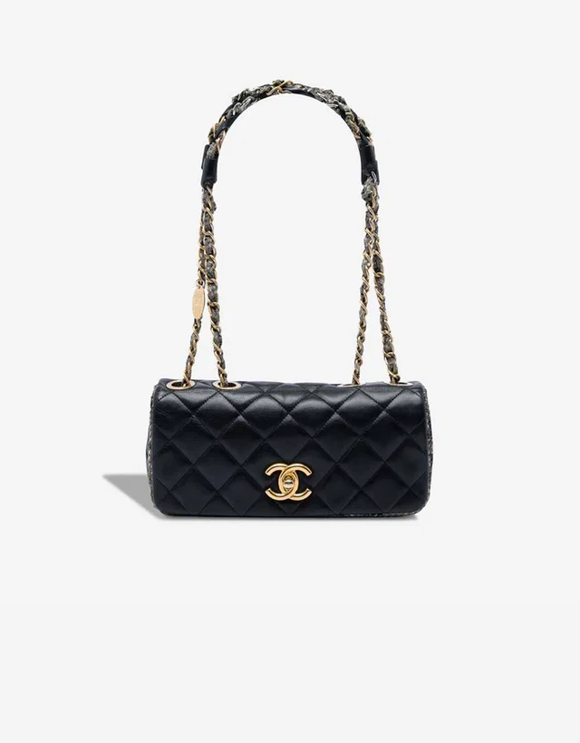 Chanel Timeless Flap Bag Small Tweed / Lamb Black in Black Tweed from SACLÀB