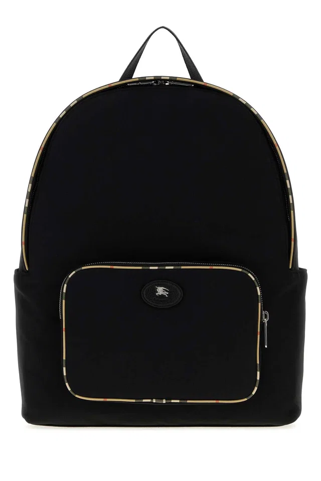 Burberry Nylon Logo-Plaque Backpack — Black Polyester Polyurethane in Black Nylon from HEWI